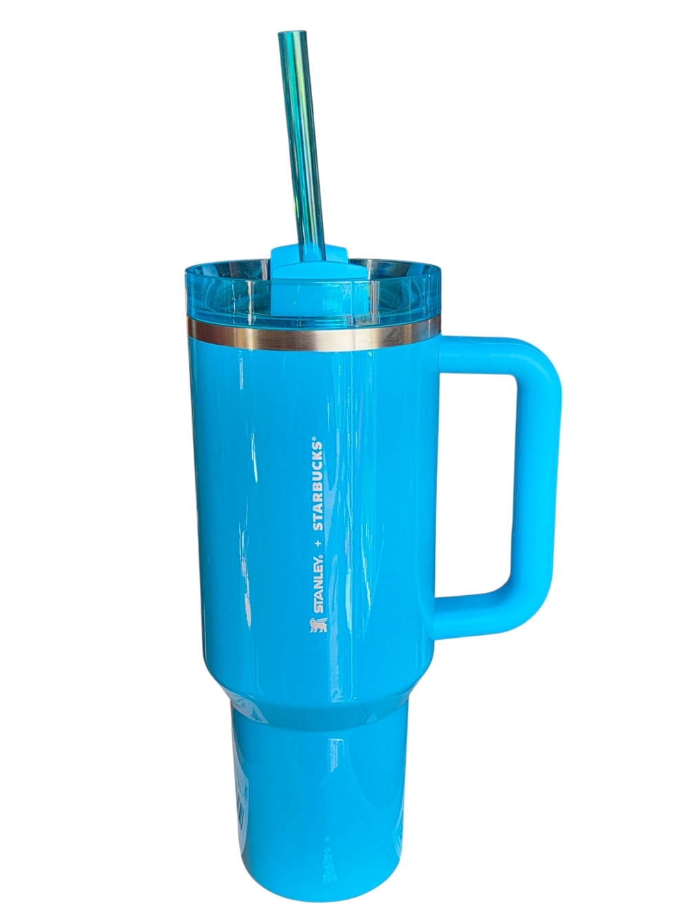 New W Tags Starbucks Blue Rare Stanley Tiffany BLUE Travel Glasd Mug with Straw